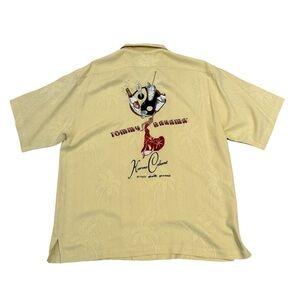 tommy bahama shirt large l embroidered karma cabinet yellow relaxed fit silk